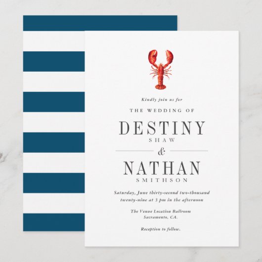 Red Tide | Lobster Thmed Wedding Navy | wit Kaart (Voorkant / Achterkant)