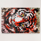 Red Tiger Puzzle | Kleurrijk tijgergezicht Puzzle Legpuzzel (Horizontaal)