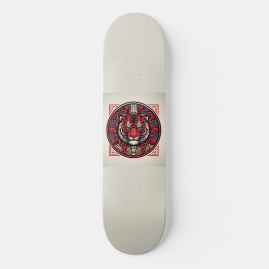 Red Tiger Square Skateboard (Voorkant)