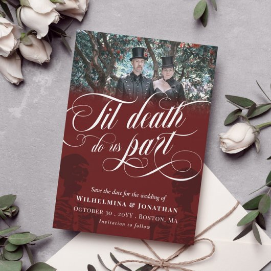 Red Til Death Do Us Part Photo Save the Date