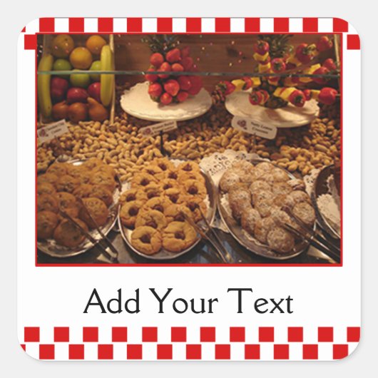 Red Tile Desserts Vierkante Sticker (Voorkant)