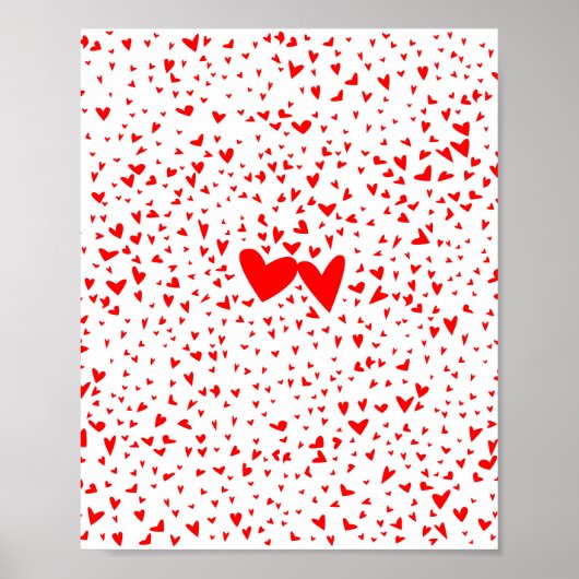 Red Tiny Love Hearts Background Poster (Voorkant)