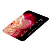 Red Tipped White Rose Personal Wedding Magneet (Linkerzijde)