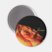 Red Tipped Yellow Rose op Black Personal Weddensch Magneet (Voorkant / Achterkant)