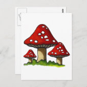 Red Toadtstools, paddenstoel: Freehand Art Briefkaart (Voorkant / Achterkant)
