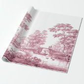 Red Toile  Franse ontkoppeling Cadeaupapier (Uitgerold)