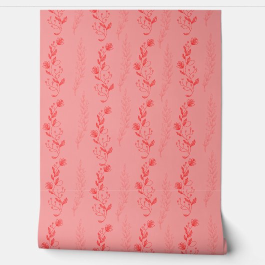 Red Toile Inspired Wallpaper Behang (Afrollen)