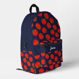 Red tomatoen on blue bedrukte rugzak