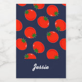 Red tomatoen on blue voedselcontainer etiket (Enkel label)