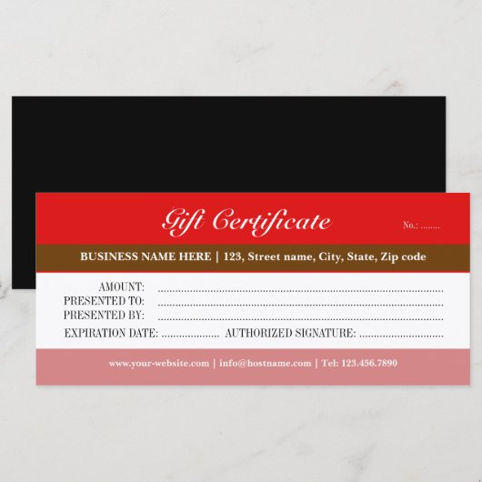 Red Tones Cadeaubon (Voorkant / Achterkant)