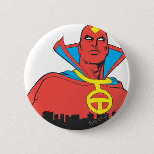 Red Tornado Behind Cityscape Ronde Button 5,7 Cm