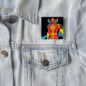 Red Tornado Pose Vierkante Button 5,1 Cm (In situ)