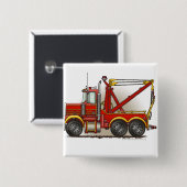Red Tow Truck Wrecker Pins Vierkante Button 5,1 Cm (Voorkant /achterkant)