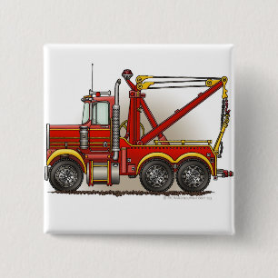 Red Tow Truck Wrecker Pins Vierkante Button 5,1 Cm