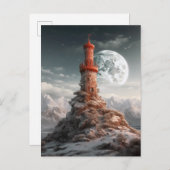 Red Tower Full Moon Landscape Fantasy Art Briefkaart (Voorkant / Achterkant)