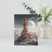 Red Tower Full Moon Landscape Fantasy Art Briefkaart (Staand voorkant)