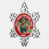 Red Track & Field Photo High School Athlete Tin Sneeuwvlok Ornament (Rechts)