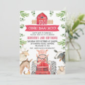 Red Tracteur Et Grange Farm Invitation Anniversair (Debout devant)