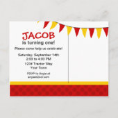 Red Tractor 1er Anniversaire Carte postale Invitat (Dos)