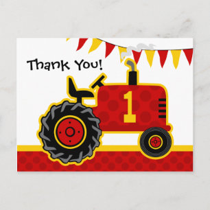 Red Tractor 1st Birthday Bedankt Briefkaart