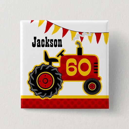 Red Tractor 60th Birthday Vierkante Button 5,1 Cm (Voorkant)