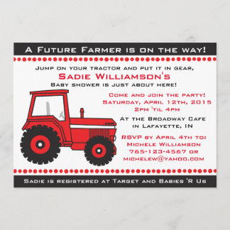 Red Tractor Baby shower Invitation Kaart