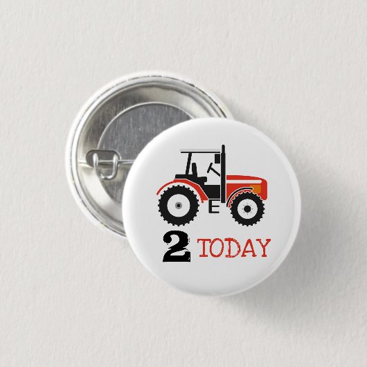Red Tractor Birthday Age Badge Button (Voorkant /achterkant)