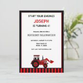 Red Tractor Birthday Invitation Kaart (Staand voorkant)