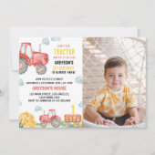 Red Tractor Boerderij Verjaardagsfeestuitnodiging Kaart (Voorkant)