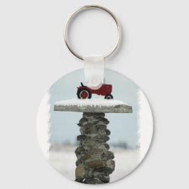 Red Tractor Button Sleutelhanger