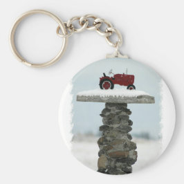 Red Tractor Button Sleutelhanger