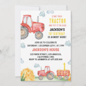 Red Tractor Farm Anniversaire Fête Invitation (Devant)