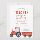 Red Tractor Farm Boy 1er invitation anniversaire (Devant)