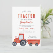 Red Tractor Farm Boy 1er invitation anniversaire (Debout devant)