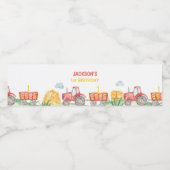 Red Tractor Ferme Anniversaire Étiquette de boutei (Étiquettes simples)