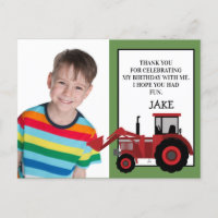 Red Tractor Green Birthday Foto bedankt