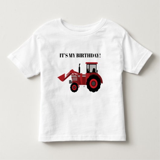 Red Tractor Het is mijn geboortedag gepersonalisee Kinder Shirts (Voorkant)