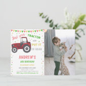 Red Tractor Invitations d'anniversaire avec photo (Debout devant)