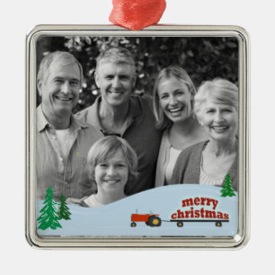 Red Tractor-kerstversiering Metalen Ornament