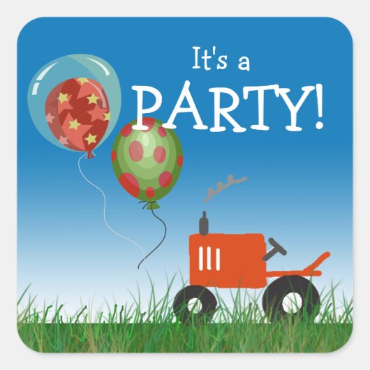 Red Tractor Party Sticker (Voorkant)