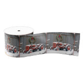 Red Tractor With Christmas Wreath Grosgrain Lint (Spoel)