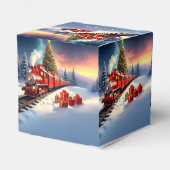 Red Train Christmas Tree Holiday Favor Box Bedankdoosjes (Achterkant)