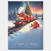 Red Train Christmas Tree Holiday Magnet (Recto)