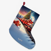Red Train Christmas Tree Holiday Stocking Grote Kerstsok (Voorkant (Hangend))