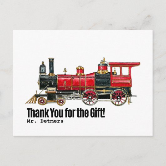 Red Train Flat Dank u Briefkaart (Voorkant)