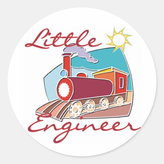 Red Train Little Engineer Tshirts en geschenken Ronde Sticker (Voorkant)