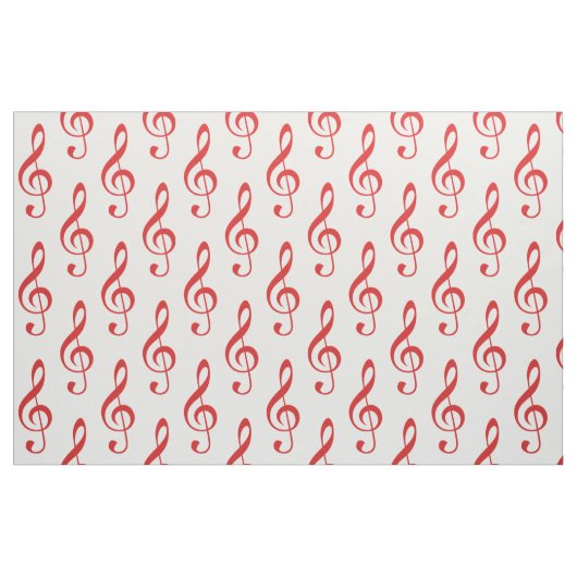 Red Treble Clef Pattern Fabric Stof (Fat Quarter)