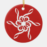 Red Treble Clef Snowflake Ornement musical