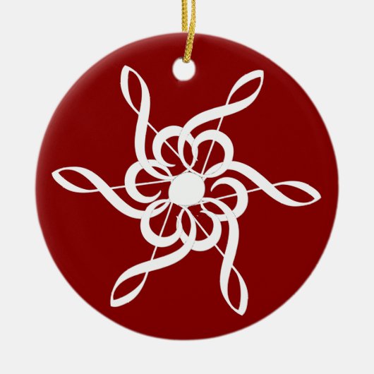 Red Treble Clef Snowflake Ornement musical (Devant)