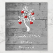 Red Tree of Hearts Mariage Étiquette de vin (Étiquettes simples)